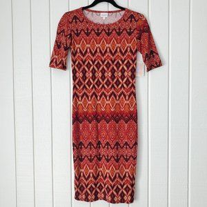 LuLaRoe Julia Dress XXS 0 NEW Black Red Orange Bodycon Fitted NWT